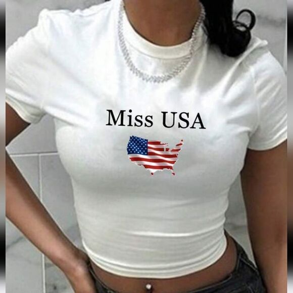 Super cute miss Usa crop Tee sz.xxl - Picture 5 of 6